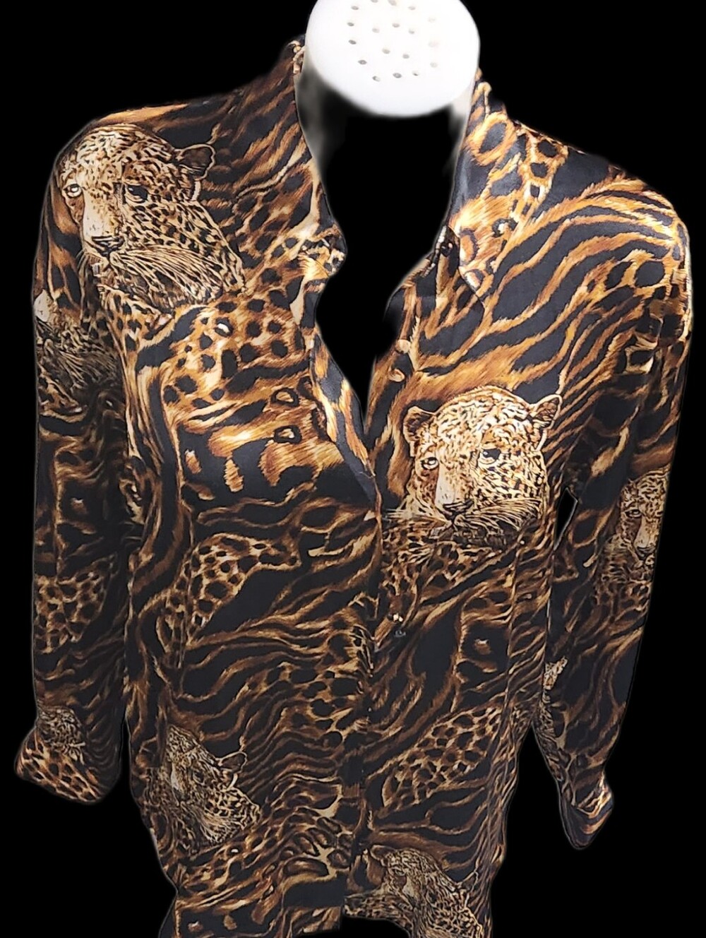 Y.Le.V. 100% Silk Animal Print Blouse Size 6